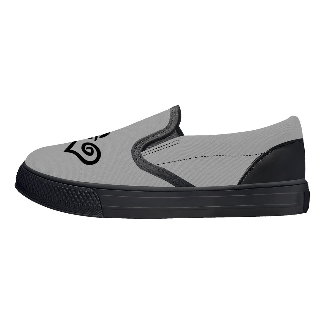 Ti Amo I love you - Exclusive Brand - Silver Chalice - Double Black Heart - Kids Slip-on shoes - Black Soles