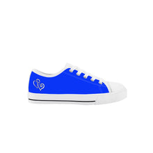 Load image into Gallery viewer, Ti Amo I love you - Exclusive Brand - Blue Blue Eyes - Double White Heart - Kids Low Top Canvas Shoes
