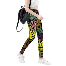 Load image into Gallery viewer, Ti Amo I love you - Exclusive Brand - Colorful Leaf - Womens / Teen Girls / Womens Plus Size - Yoga Leggings - Sizes XS-3XL
