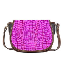 Load image into Gallery viewer, Ti Amo I love you - Exclusive Brand - Pink Flamingo Reptile Skin Pattern - Saddle Bag
