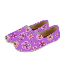 Load image into Gallery viewer, Ti Amo I love you  - Exclusive Brand  - Medium Magenta with Flowers - Womens Casual Flats -  Ladies Driving Shoes
