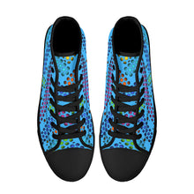 Load image into Gallery viewer, Ti Amo I love you - Exclusive Brand - Medium Cyan Blue - Deco Dots - High-Top Canvas Shoes - Black Soles
