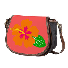 Load image into Gallery viewer, Ti Amo I love you - Exclusive Brand - Persimmon - Hawaiian Flower - Saddle Bag
