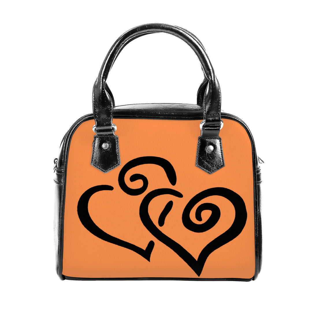 Ti Amo I love you - Exclusive Brand  - Coral - Double Black Heart -  Shoulder Handbag