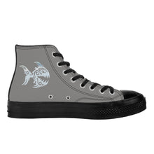 Load image into Gallery viewer, Ti Amo I love you - Exclusive Brand  - Natural Gray- Angry Fish - High Top Canvas Shoes - Black  Soles
