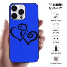 Load image into Gallery viewer, Ti Amo I love you - Exclusive Brand - Blue Blue Eyes - Double Black Heart -  iPhone 14 Glass Case (3 cameras)
