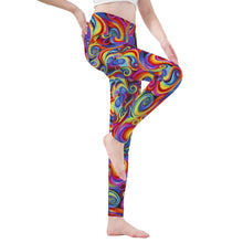 Load image into Gallery viewer, Ti Amo I love you - Exclusive Brand - Primary Color Multicolor Swirl - Womens / Teen Girls / Womens Plus Size - Yoga Leggings - Sizes XS-3XL
