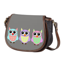 Load image into Gallery viewer, Ti Amo I love you - Exclusive Brand - Natural Grey - 3 Owls - Saddle Bag
