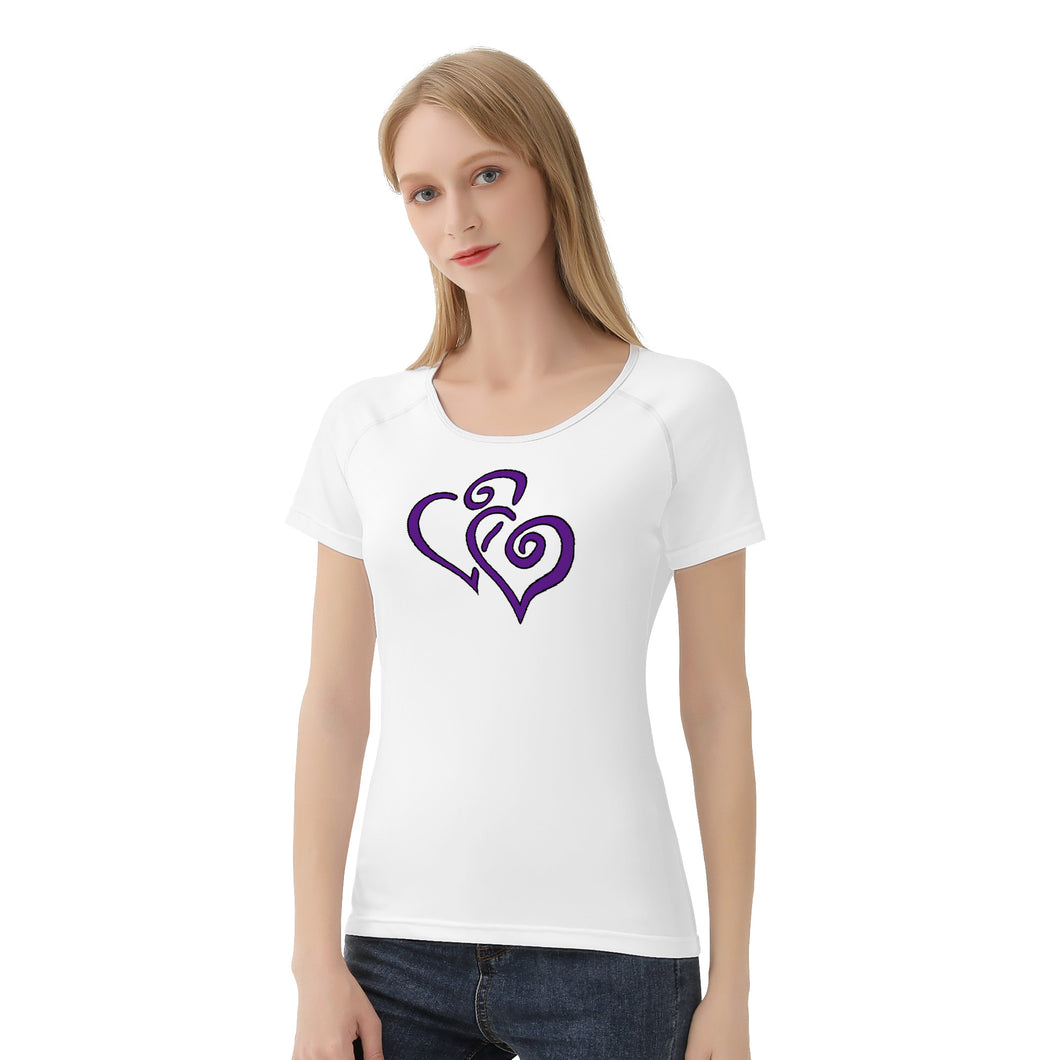 Ti Amo I love you - Exclusive Brand  - White - Double Purple Heart -  Women's T shirt