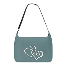 Load image into Gallery viewer, Ti Amo I love you - Exclusive Brand - Light Blue Haze - Double White Heart - Journey Computer Shoulder Bag
