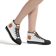 Load image into Gallery viewer, Ti Amo I love you - Exclusive Brand - Orange Flower - High-Top Canvas Shoes - Black Soles
