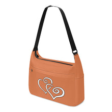 Load image into Gallery viewer, Ti Amo I love you - Exclusive Brand - Terracotta - Double White Heart - Journey Computer Shoulder Bag
