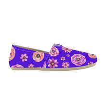 Load image into Gallery viewer, Ti Amo I love you  - Exclusive Brand  - Dark Violet with Flowers -  Womens Casual Flats - Ladies  Driving Shoes
