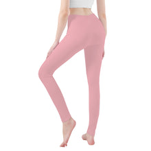 Load image into Gallery viewer, Ti Amo I love you - Exclusive Brand  - Mandys Pink - Double White Heart - Womens / Teen Girls  / Womens Plus Size  - Yoga Leggings - Sizes XS-3XL
