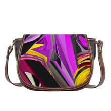 Load image into Gallery viewer, Ti Amo I love you - Exclusive Brand - Electric Violet Abstract Saddle Bag
