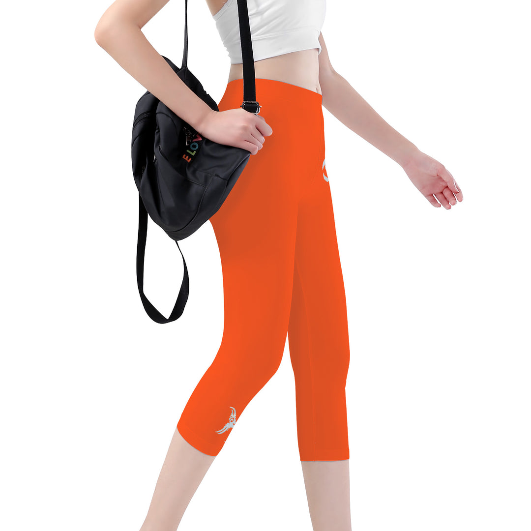 Ti Amo I love you - Exclusive Brand - Orange - Angry Fish - Womens / Teen Girls / Womens Plus Size - Yoga Leggings - Sizes XS-3XL