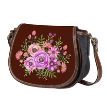 Load image into Gallery viewer, Ti Amo I love you - Exclusive Brand - French Puce Red - Floral Bouquet - Saddle Bag
