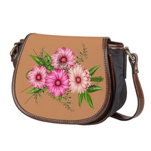 Load image into Gallery viewer, Ti Amo I love you - Exclusive Brand - Whiskey- Pink Floral - Saddle Bag
