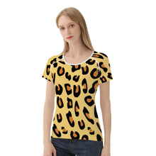 Load image into Gallery viewer, Ti Amo I love you - Exclusive Brand  - Golden Sand with Brandy Punch Spots - Brown Leopard - Women&#39;s T shirt
