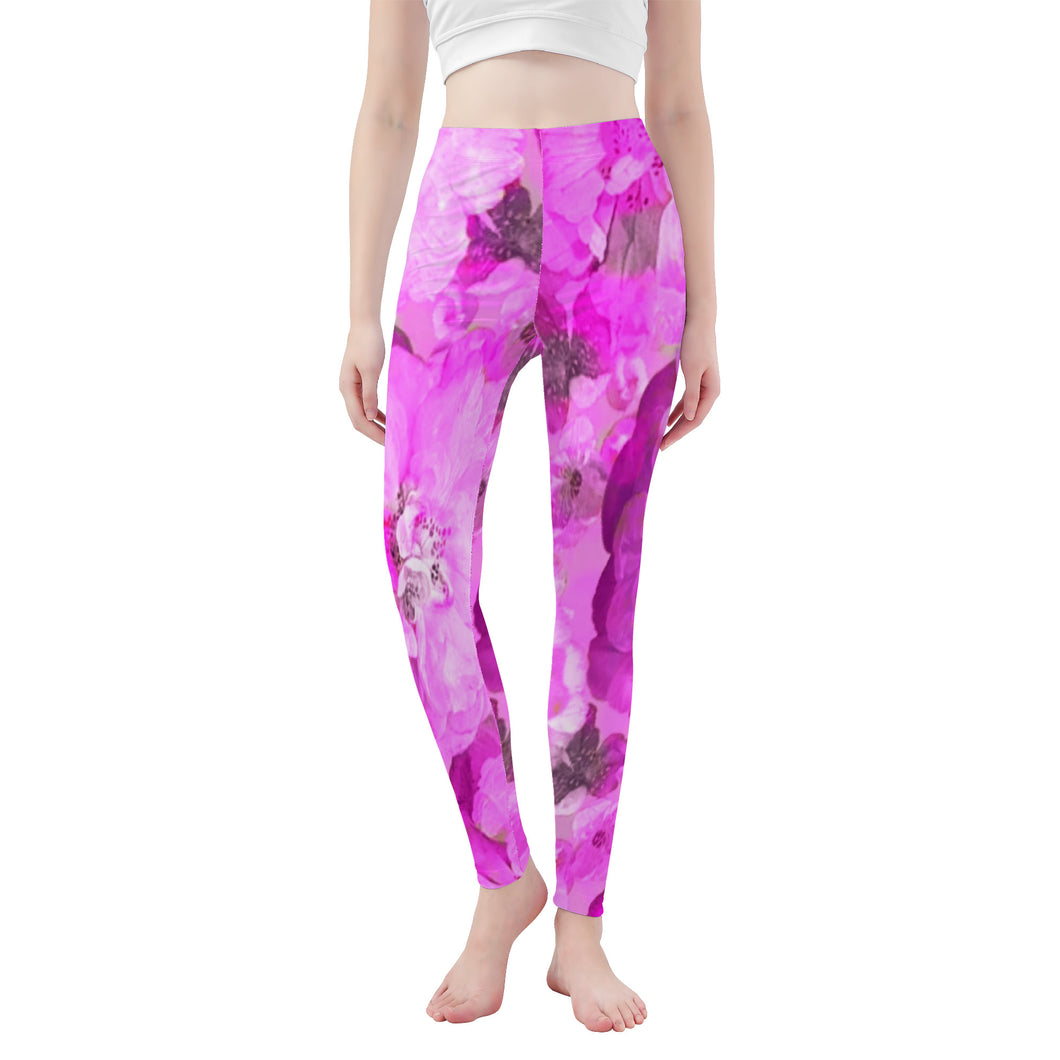 Ti Amo I love you - Exlcusive Brand - Pink Petals - Womens / Teen Girls / Womens Plus Size - Yoga Leggings - Sizes XS-3XL