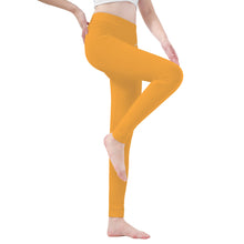 Load image into Gallery viewer, Ti Amo I love you - Exclusive Brand   - Yellow Orange - White Daisy -  Yoga Leggings
