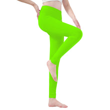 Load image into Gallery viewer, Ti Amo I love you - Exclusive Brand - Chartreuse (Lawn Green)-  White Daisy -  Yoga Leggings
