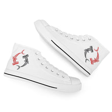 Load image into Gallery viewer, Ti Amo I love you - Exclusive Brand - White - Hannerhead Sharks - Womens High-Top Canvas Shoes - White Soles
