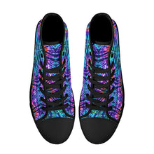 Load image into Gallery viewer, Ti Amo I love you - Exclusive Brand - Blue Zodiac, Curious Blue, Malachite, Purple Heart -Tie-Dye - High-Top Canvas Shoes - Black
