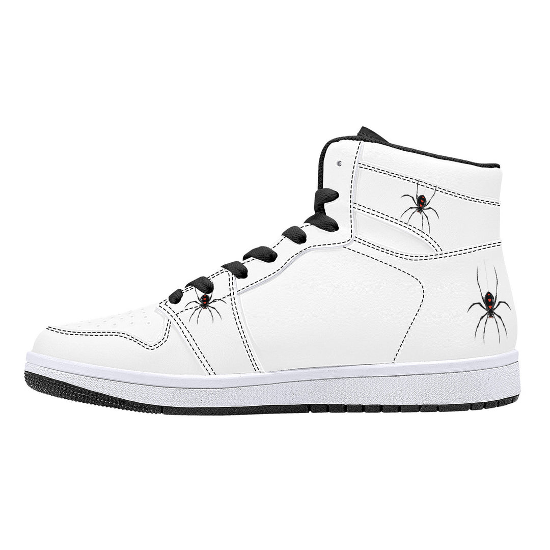 Ti Amo I love you - Exclusive Brand  - White - Lots of Spiders - Mens / Womens - High-Top Synthetic Leather Sneakers - Black Soles