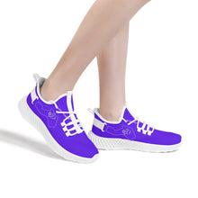 Load image into Gallery viewer, Ti Amo I love you - Exclusive Brand  - Dark Purple -  Double Heart - Womens Mesh Knit Shoes - White Soles
