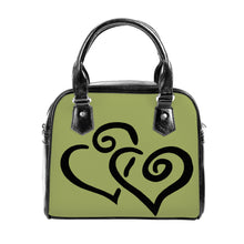 Load image into Gallery viewer, Ti Amo I love you - Exclusive Brand - Olive Green - Double Black Heart -  Shoulder Handbag
