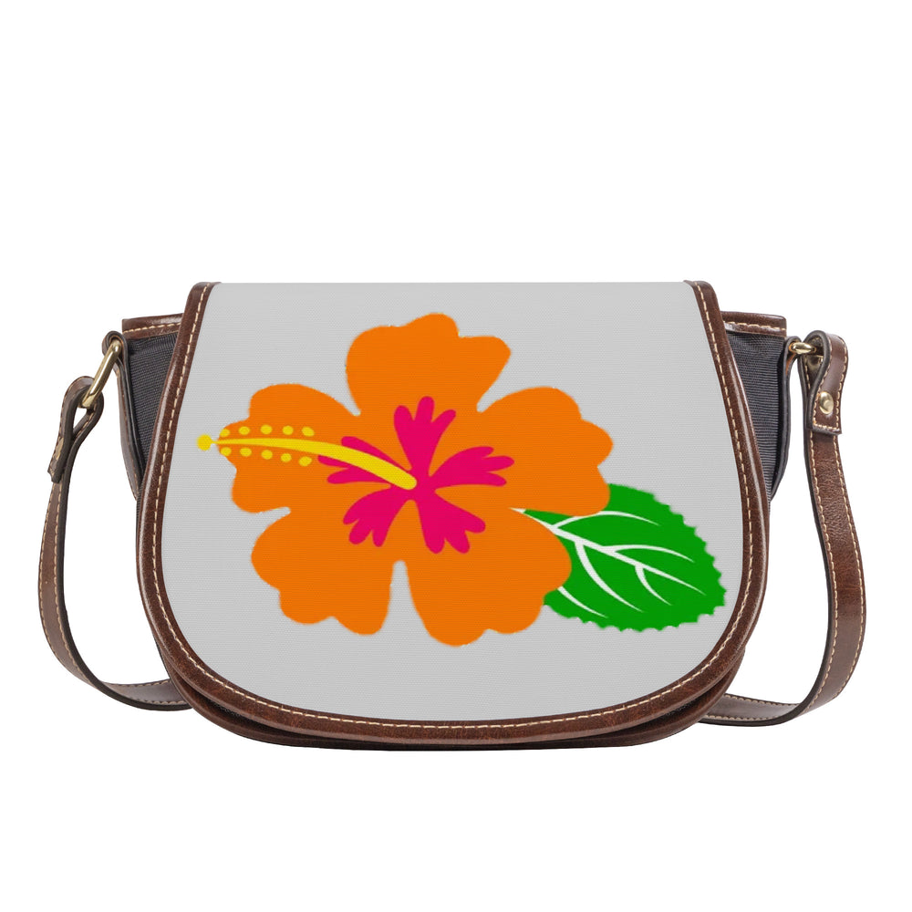 Ti Amo I love you - Exclusive Brand - Alto Gray - Hawaiian Flower - Saddle Bag