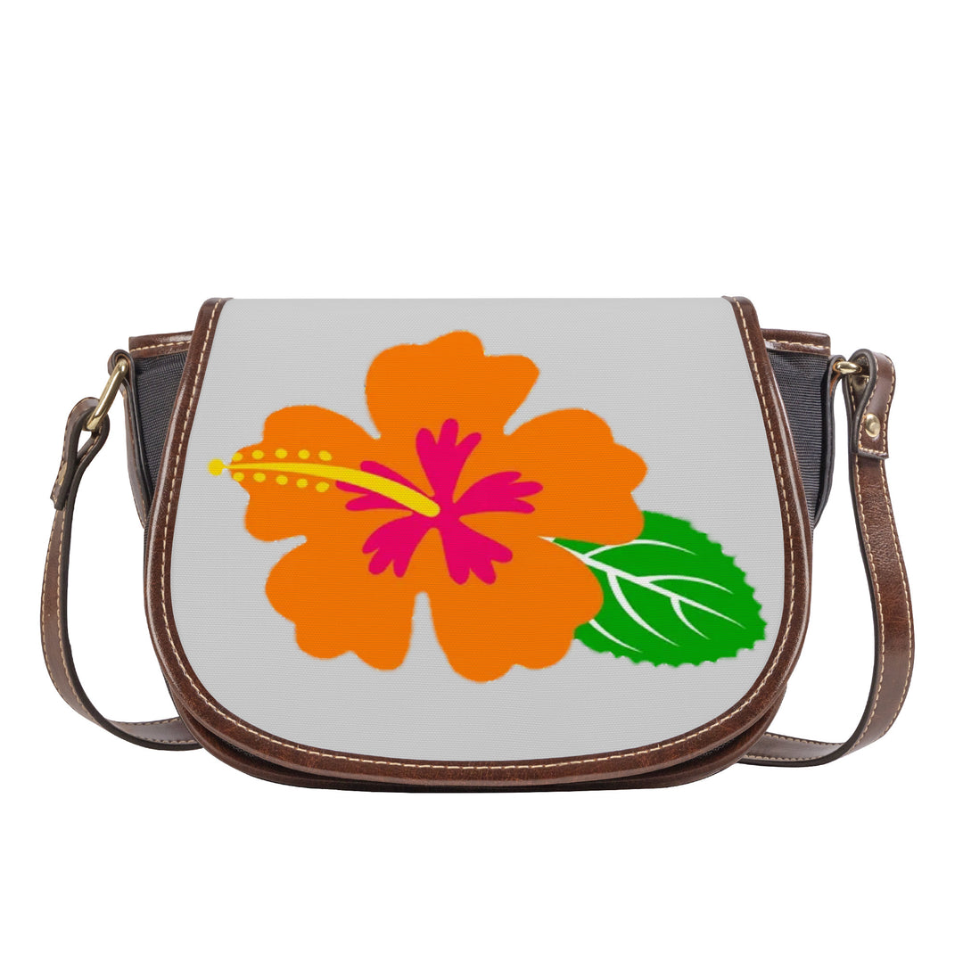 Ti Amo I love you - Exclusive Brand - Alto Gray - Hawaiian Flower - Saddle Bag