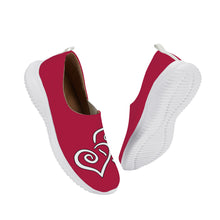 Load image into Gallery viewer, Ti Amo I love you - Exclusive Brand - Cardinal - Double White Heart - Women&#39;s Casual Slip On Shoe
