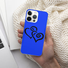 Load image into Gallery viewer, Ti Amo I love you - Exclusive Brand  - Blue Blue Eyes - Double Black Heart -  iPhone 14 Transparent Acrylic Case (3 cameras)
