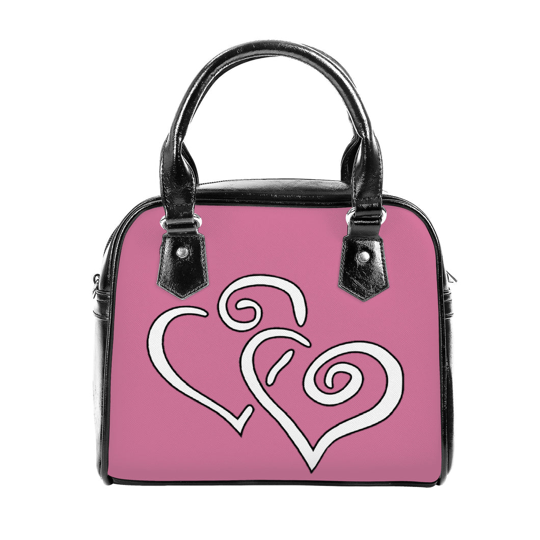 Ti Amo I love you - Exclusive Brand- Charm - Double White Heart - Shoulder Handbag