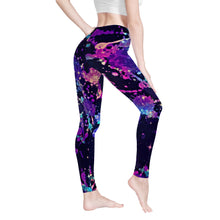 Load image into Gallery viewer, Ti Amo I love you - Exclusive Brand - Black Neon Splatter - Womens / Teen Girls / Womens Plus Size - Yoga Leggings - Sizes XS-3XL
