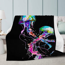 Load image into Gallery viewer, Ti Amo I love you - Exclusive Brand - Black - Jellyfish - Micro Fleece Blankets
