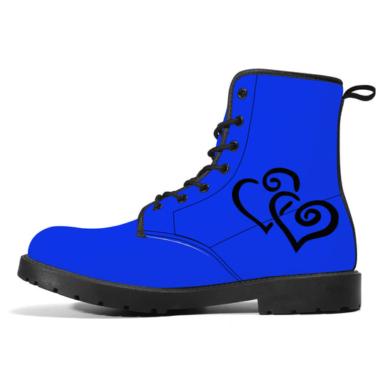 Ti Amo I love you Exclusive Brand - Blue Blue Eyes - Double Black Heart - Synthetic Leather Boots