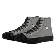 Load image into Gallery viewer, Ti Amo I love you - Exclusive Brand  - Natural Gray - Paper Airplane - High Top Canvas Shoes - Black Soles
