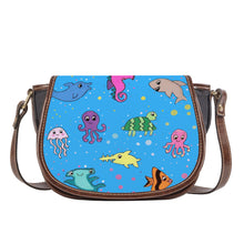 Load image into Gallery viewer, Ti Amo I love you - Exclusive Brand - Medium Cyan Blue - Saddle Bag
