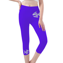 Load image into Gallery viewer, Ti Amo I love you-  Exclusive Brand - Dark Purple - Angry Fish - Capri Yoga Leggings - SizesXS-3XL
