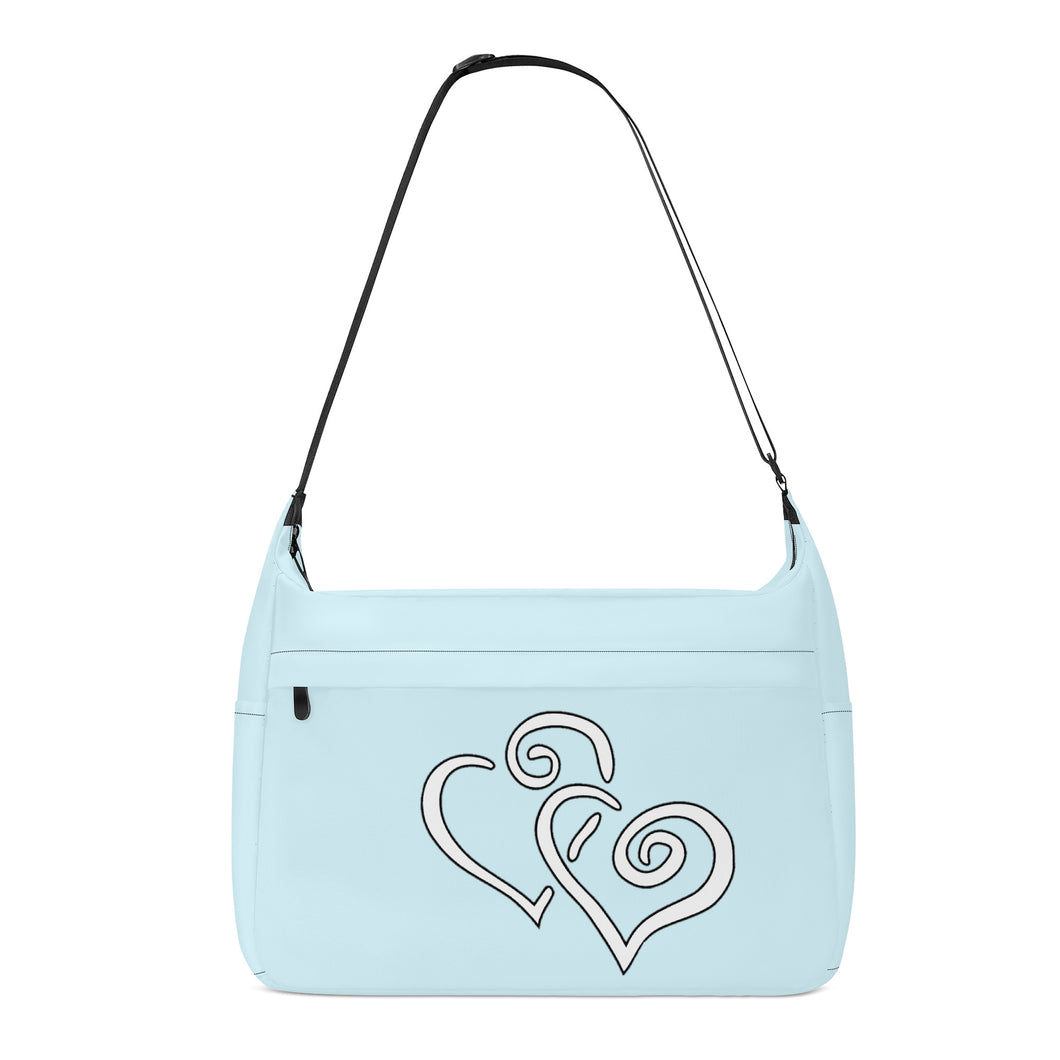 Ti Amo I love you - Exclusive Brand - Mabel Blue - Double White Heart - Journey Computer Shoulder Bag