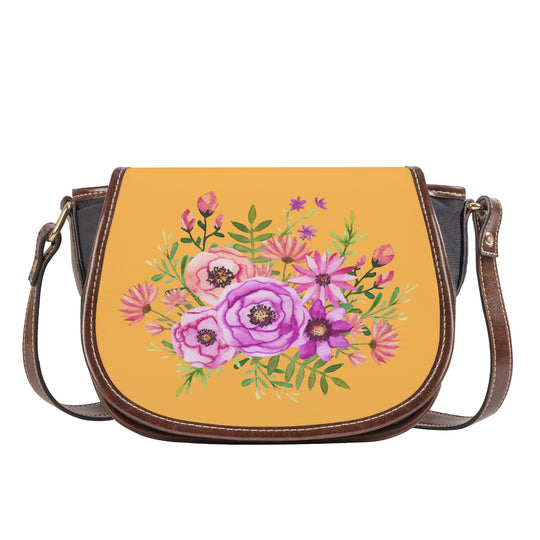Ti Amo I love you - Exclusive Brand - Light Orange - Floral Bouquet - Saddle Bag
