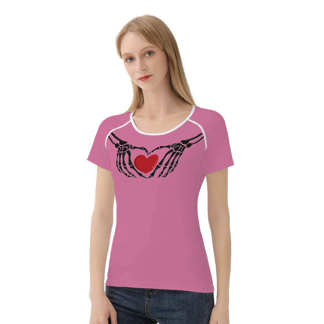 Ti Amo I love you - Exclusive Brand  - Charm - Skeleton Hands with Heart  -Women's T shirt