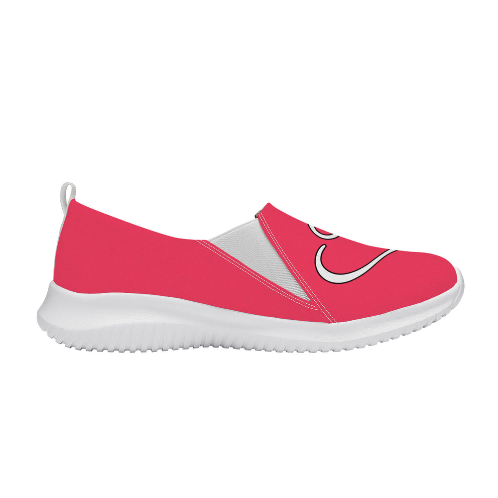 Ti Amo I love you - Exclusive Brand  - Radical Red - Double White Heart - Women's Casual Slip On Shoe