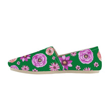 Load image into Gallery viewer, Ti Amo I love you - Exclusive Brand  - Kelly Green with Flowers - Casual Flat Driving Shoe
