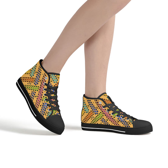 Ti Amo I love you - Exclusive Brand - Loght Orange - Dot Deco -  High-Top Canvas Shoes - Black Soles