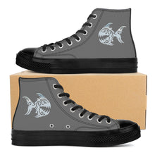 Load image into Gallery viewer, Ti Amo I love you - Exclusive Brand - Dove Gray - Angry Fish - High Top Canvas Shoes - Black  Soles
