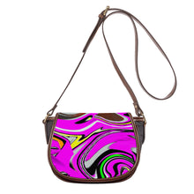 Load image into Gallery viewer, Ti Amo I love you - Exclusive Brand  - Shocking Pink Abstract - Saddle Bag
